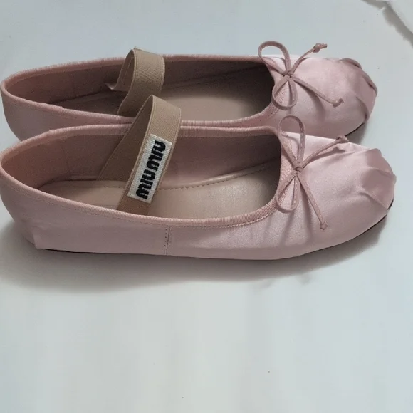 Miu Miu Pink Satin Ballet Flats - Picture 12 of 16